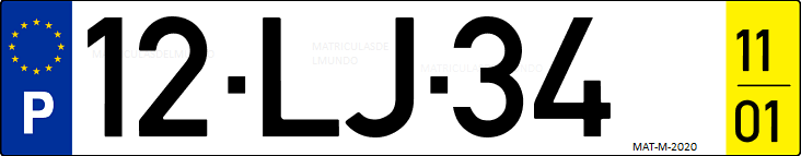 Matrícula de coche de Portugal con matrícula LJ