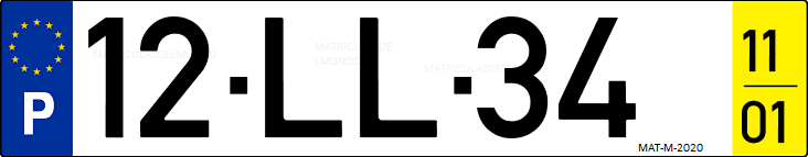 Matrícula de coche de Portugal con matrícula LL