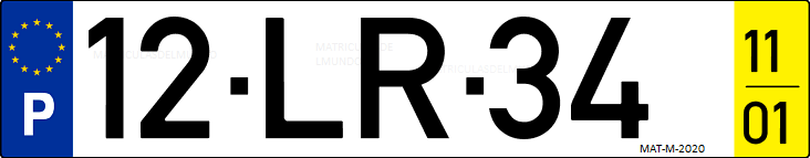 Matrícula de coche de Portugal con matrícula LR