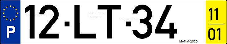 Matrícula de coche de Portugal con matrícula LT