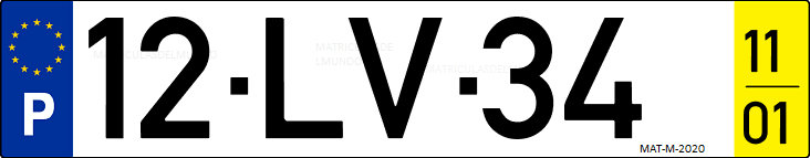 Matrícula de coche de Portugal con matrícula LV
