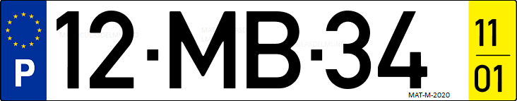 Matrícula de coche de Portugal con matrícula MB