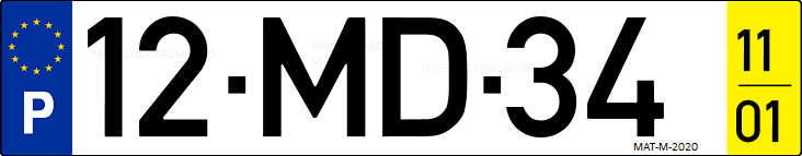 Matrícula de coche de Portugal con matrícula MD