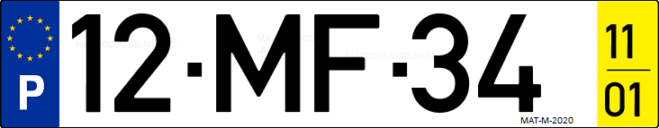 Matrícula de coche de Portugal con matrícula MF