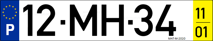 Matrícula de coche de Portugal con matrícula MH