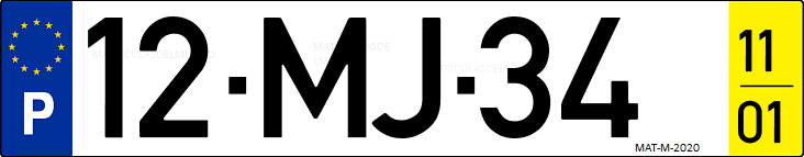 Matrícula de coche de Portugal con matrícula MJ