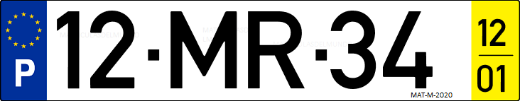 Matrícula de coche de Portugal con matrícula MR