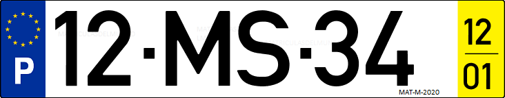 Matrícula de coche de Portugal con matrícula MS