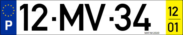 Matrícula de coche de Portugal con matrícula MV