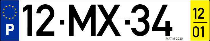 Matrícula de coche de Portugal con matrícula MX