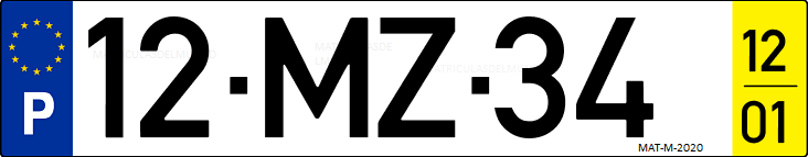 Matrícula de coche de Portugal con matrícula MZ