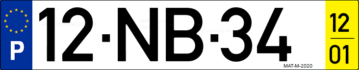 Matrícula de coche de Portugal con matrícula NB