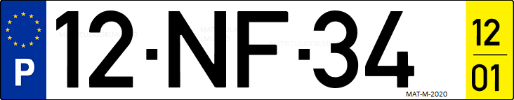 Matrícula de coche de Portugal con matrícula NF