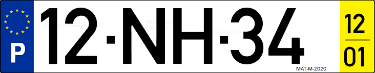 Matrícula de coche de Portugal con matrícula NH
