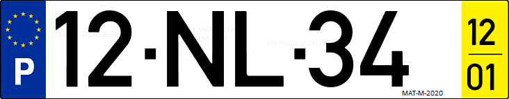 Matrícula de coche de Portugal con matrícula NL