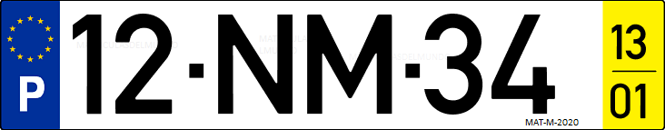 Matrícula de coche de Portugal con matrícula NM