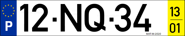 Matrícula de coche de Portugal con matrícula NQ