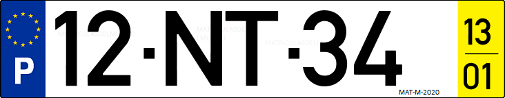 Matrícula de coche de Portugal con matrícula NT