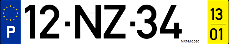 Matrícula de coche de Portugal con matrícula NZ