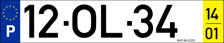 Matrícula de coche de Portugal con matrícula OL
