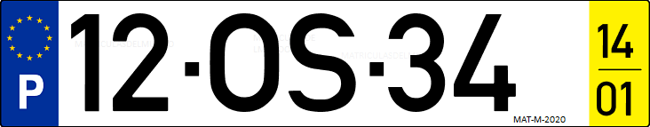 Matrícula de coche de Portugal con matrícula OS