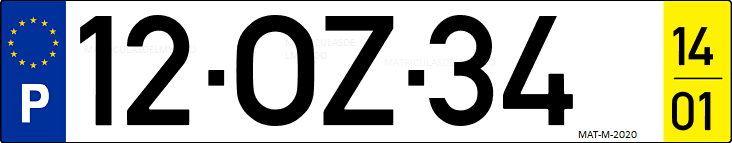 Matrícula de coche de Portugal con matrícula OZ