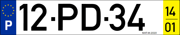 Matrícula de coche de Portugal con matrícula PD