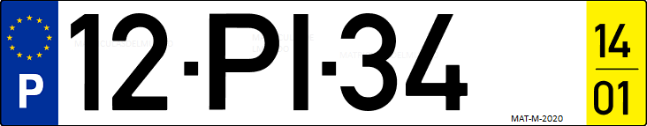 Matrícula de coche de Portugal con matrícula PI