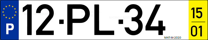 Matrícula de coche de Portugal con matrícula PL