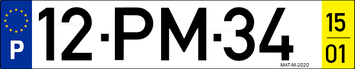 Matrícula de coche de Portugal con matrícula PM