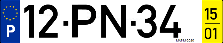 Matrícula de coche de Portugal con matrícula PN