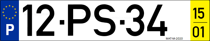 Matrícula de coche de Portugal con matrícula PS
