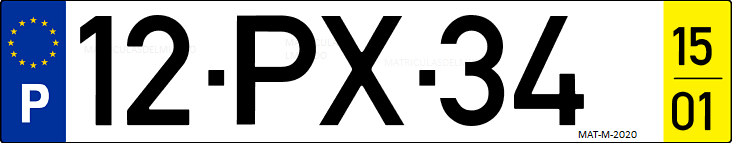 Matrícula de coche de Portugal con matrícula PX