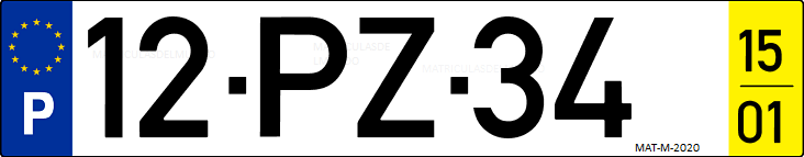 Matrícula de coche de Portugal con matrícula PZ