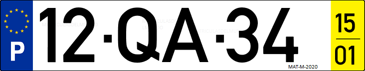 Matrícula de coche de Portugal con matrícula QA