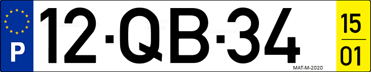 Matrícula de coche de Portugal con matrícula QB