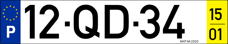 Matrícula de coche de Portugal con matrícula QD