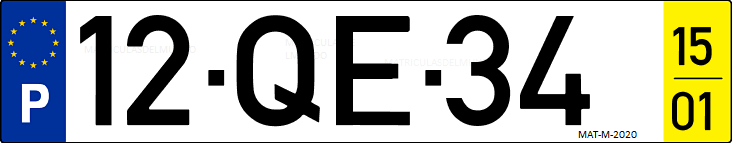 Matrícula de coche de Portugal con matrícula QE
