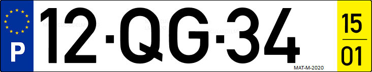 Matrícula de coche de Portugal con matrícula QG