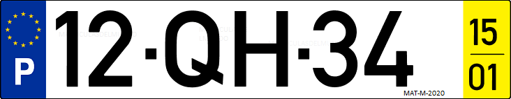 Matrícula de coche de Portugal con matrícula QH