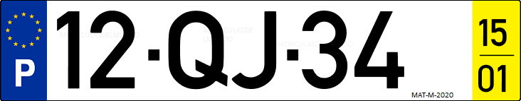 Matrícula de coche de Portugal con matrícula QJ