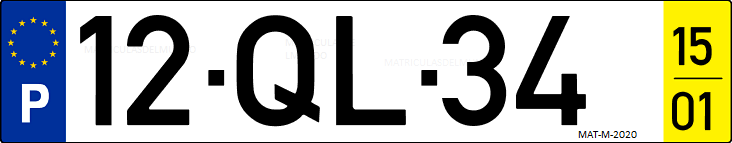 Matrícula de coche de Portugal con matrícula QL
