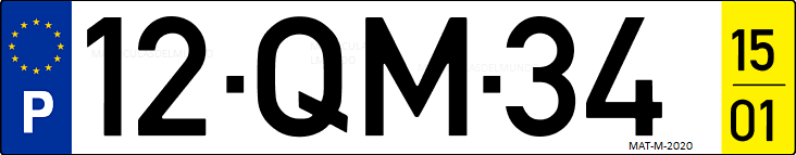 Matrícula de coche de Portugal con matrícula QM