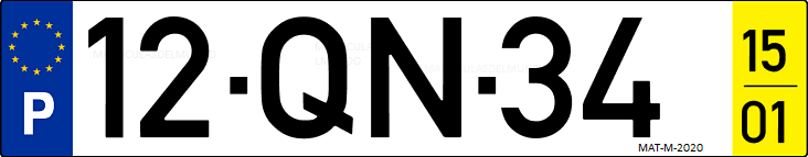 Matrícula de coche de Portugal con matrícula QN