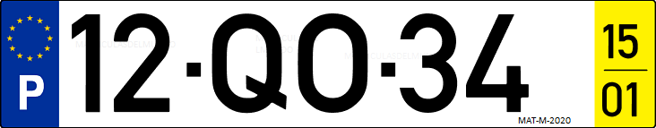 Matrícula de coche de Portugal con matrícula QO
