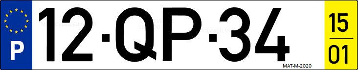Matrícula de coche de Portugal con matrícula QP