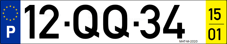 Matrícula de coche de Portugal con matrícula QQ