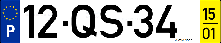 Matrícula de coche de Portugal con matrícula QS