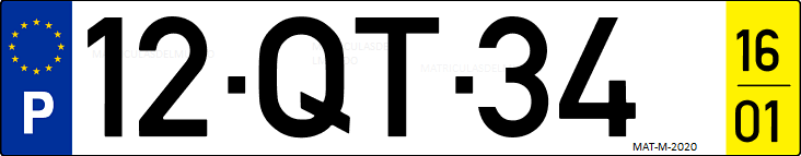 Matrícula de coche de Portugal con matrícula QT