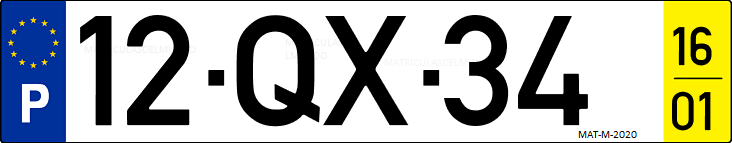 Matrícula de coche de Portugal con matrícula QX